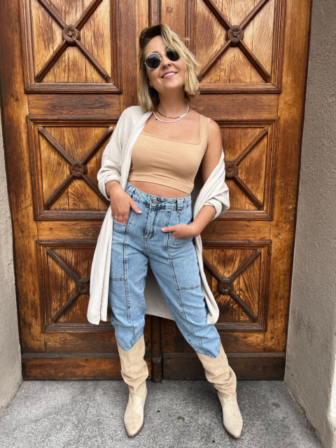 Sweter Kardigan ALASKA beż melanż short Sweter Kardigan ALASKA beż melanż short