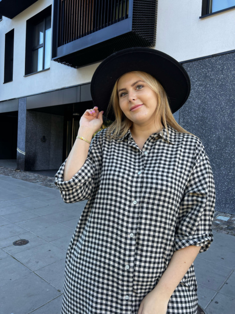 Koszula sukienka SOFIA beżowo-czarna Koszula sukienka SOFIA beżowo-czarna