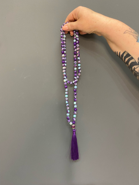 Naszyjnik BOHO kamienie fiolet Naszyjnik BOHO kamienie fiolet