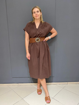 Pasek skórzany BOHO szeroko camel