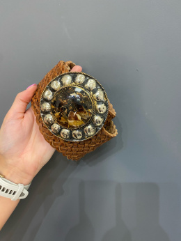 Pasek skórzany BOHO szeroko camel