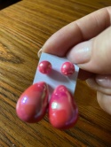 Kolczyki Łezka i Kropka pink perła