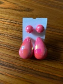 Kolczyki Łezka i Kropka pink perła