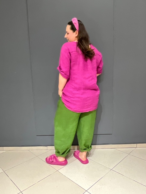 Bluzka Koszula LIVA lniana fuksja Bluzka Koszula LIVA lniana fuksja