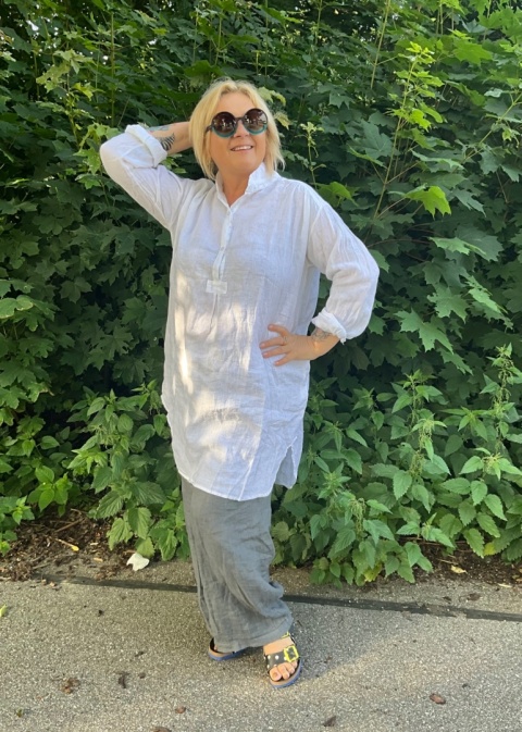 Koszula tunika BELIA Wendy Trendy len bianco Koszula tunika BELIA Wendy Trendy len bianco