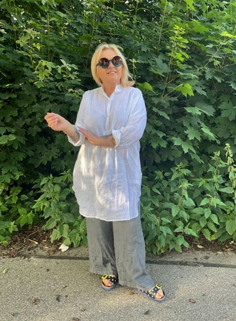 Koszula tunika BELIA Wendy Trendy len bianco Koszula tunika BELIA Wendy Trendy len bianco