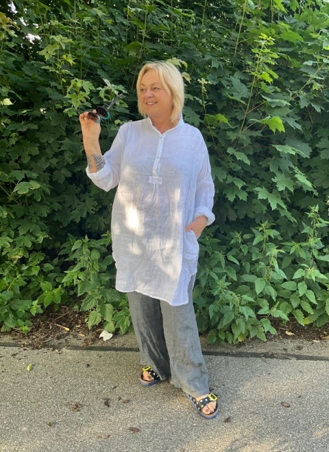 Koszula tunika BELIA Wendy Trendy len bianco Koszula tunika BELIA Wendy Trendy len bianco