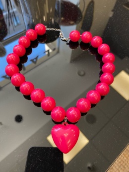 Naszyjnik serce pink