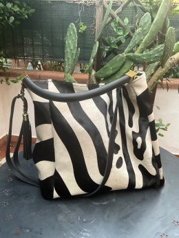 Torebka skórzana VERA PELLE ZEBRA