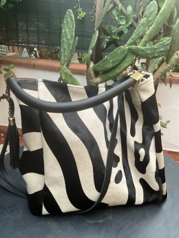 Torebka skórzana VERA PELLE ZEBRA