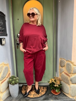 Spodnie BANDI Wendy Trendy sztruks bordo