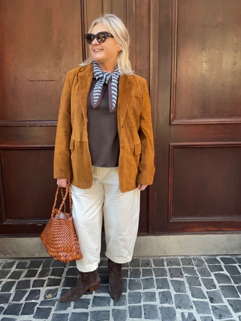 Marynarka VOLIO skóra zamszowa rydz