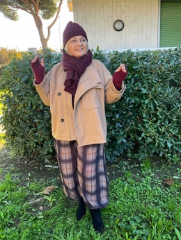 Czapka i szal MIRA burgund