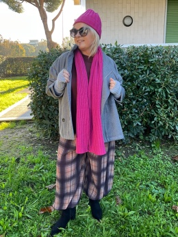 Czapka i szal MIRA fuksja