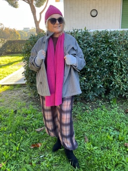 Czapka i szal MIRA fuksja