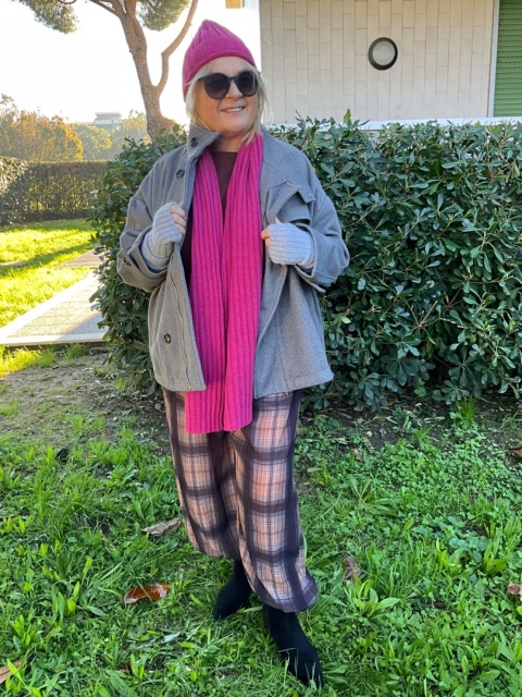 Czapka i szal MIRA fuksja