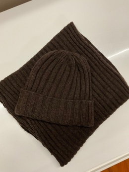 Czapka i szal MIRA choco