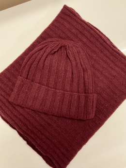 Czapka i szal MIRA burgund