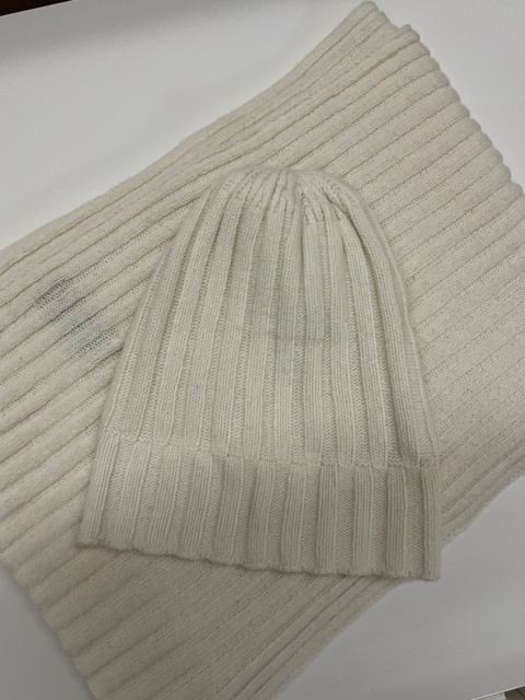 Czapka i szal MIRA krem