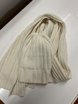 Czapka i szal MIRA krem