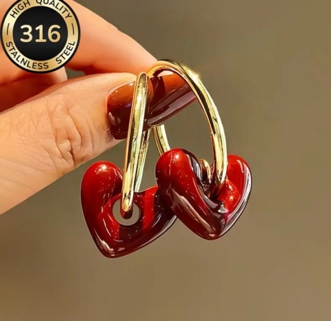 Kolczyki SERDUSZKA red