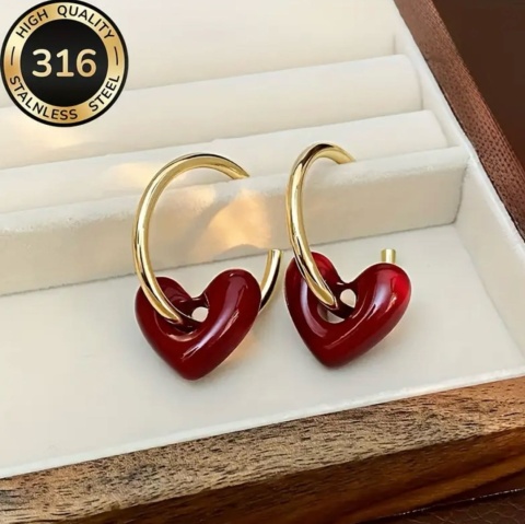 Kolczyki SERDUSZKA red