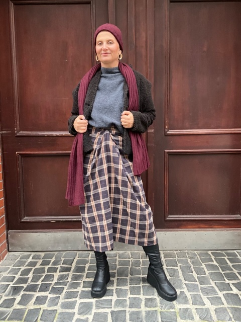 Czapka i szal MIRA burgund