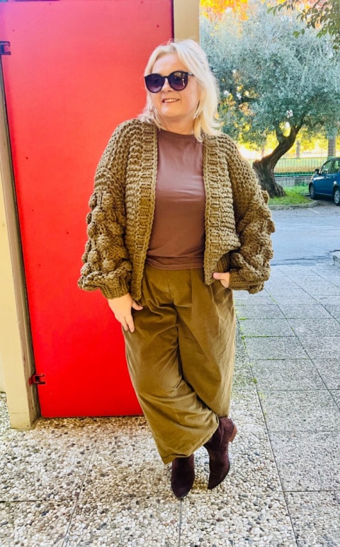 Sweter kardigan BILI Miya Oliwka