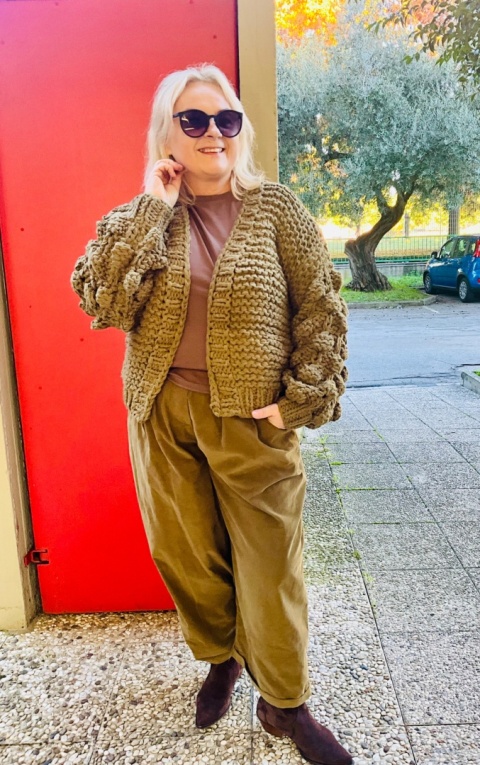 Sweter kardigan BILI Miya Oliwka