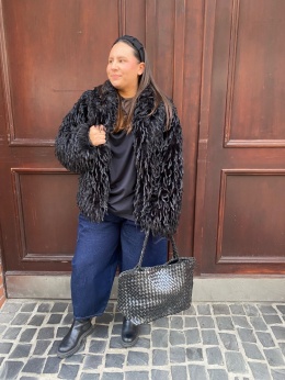 Torebka LIZ skórzana pleciona VERA PELE czarna