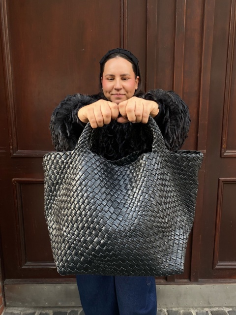 Torebka SOL skórzana pleciona VERA PELE czarna