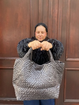 Torebka SOL skórzana pleciona VERA PELE czekolada