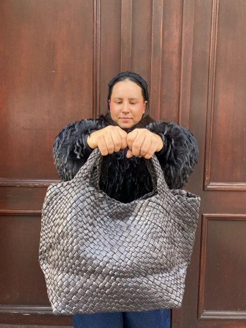 Torebka SOL skórzana pleciona VERA PELE czekolada