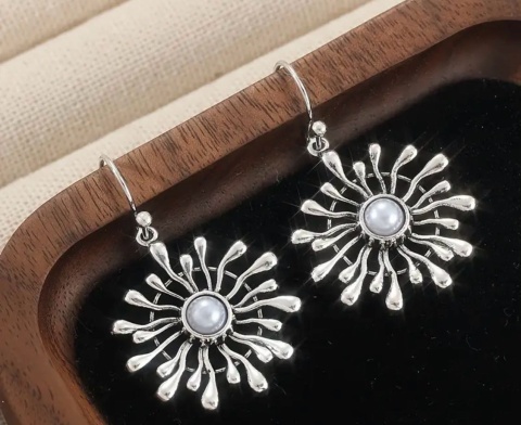 Kolczyki srebrny kwiatek