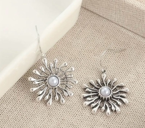 Kolczyki srebrny kwiatek