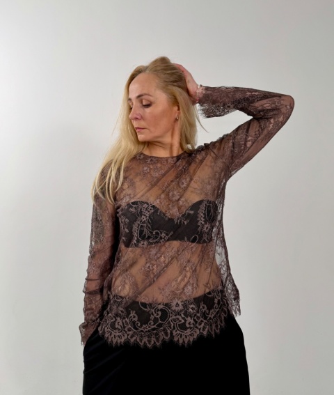 Koronkowa bluzka INEZ mocca