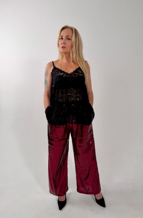 Spodnie CHICO red cekiny