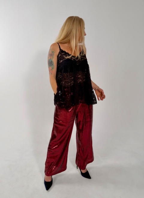 Spodnie CHICO red cekiny