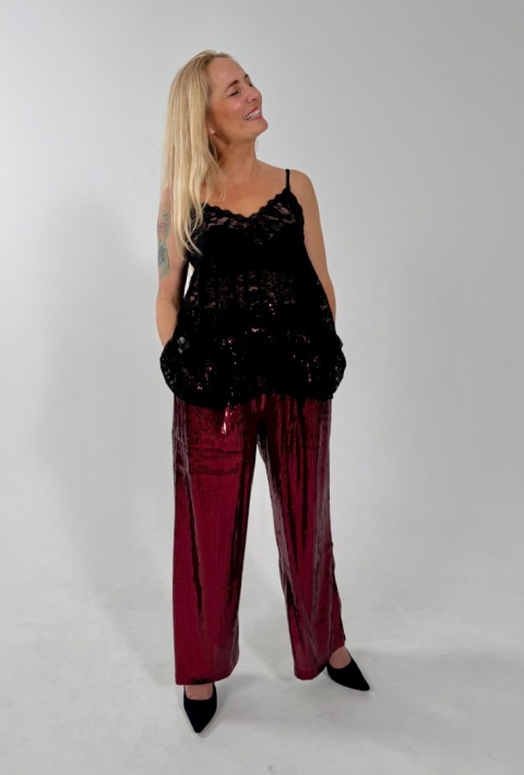 Spodnie CHICO red cekiny