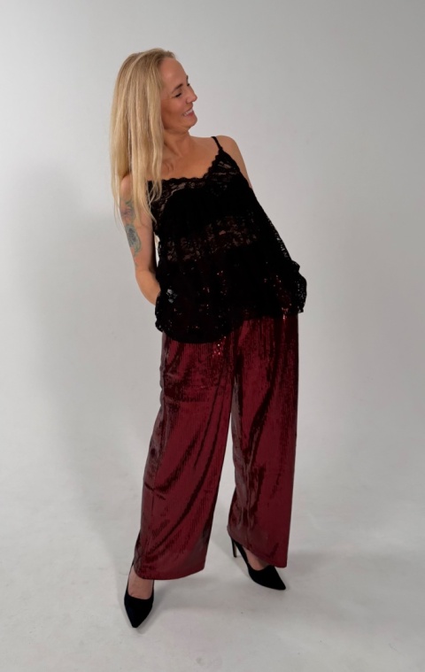 Spodnie CHICO red cekiny