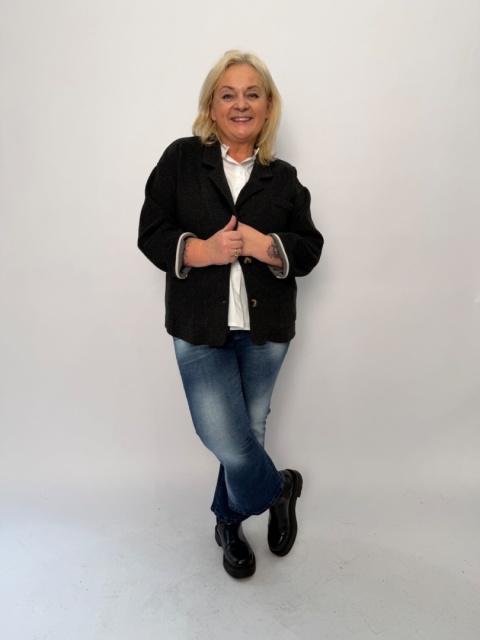 Spodnie jeansy AlFA Rivabella dzwony niebieskie