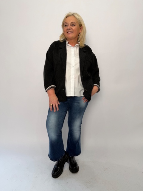 Spodnie jeansy AlFA Rivabella dzwony niebieskie