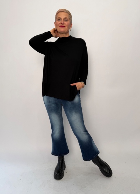 Spodnie jeansy AlFA Rivabella dzwony niebieskie