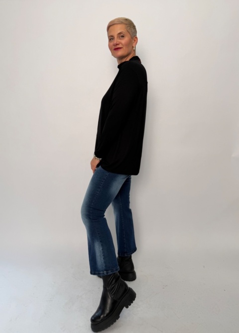 Spodnie jeansy AlFA Rivabella dzwony niebieskie