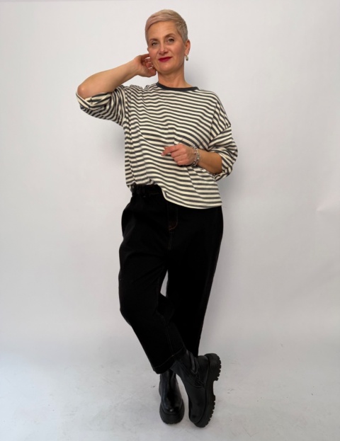 Spodnie jeansy BETA Rivabella boyfrendy czarne