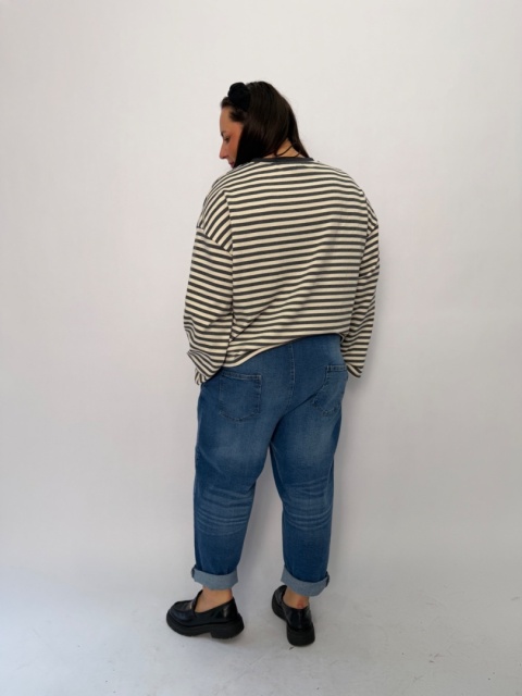 Spodnie jeansy BETA Rivabella boyfrendy niebieskie