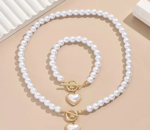 Naszyjnik perełki i bransoletka