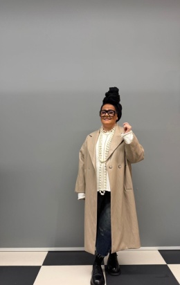 Płaszcz VITA Rivabella eko skóra fango