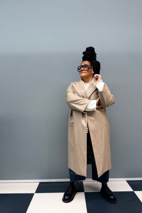 Płaszcz VITA Rivabella eko skóra fango