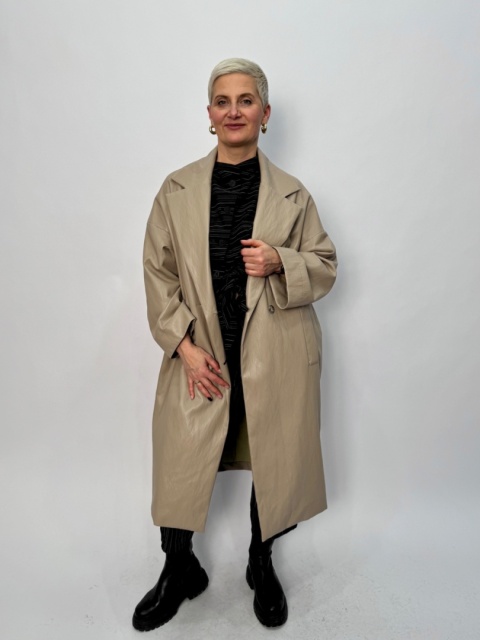 Płaszcz VITA Rivabella eko skóra fango